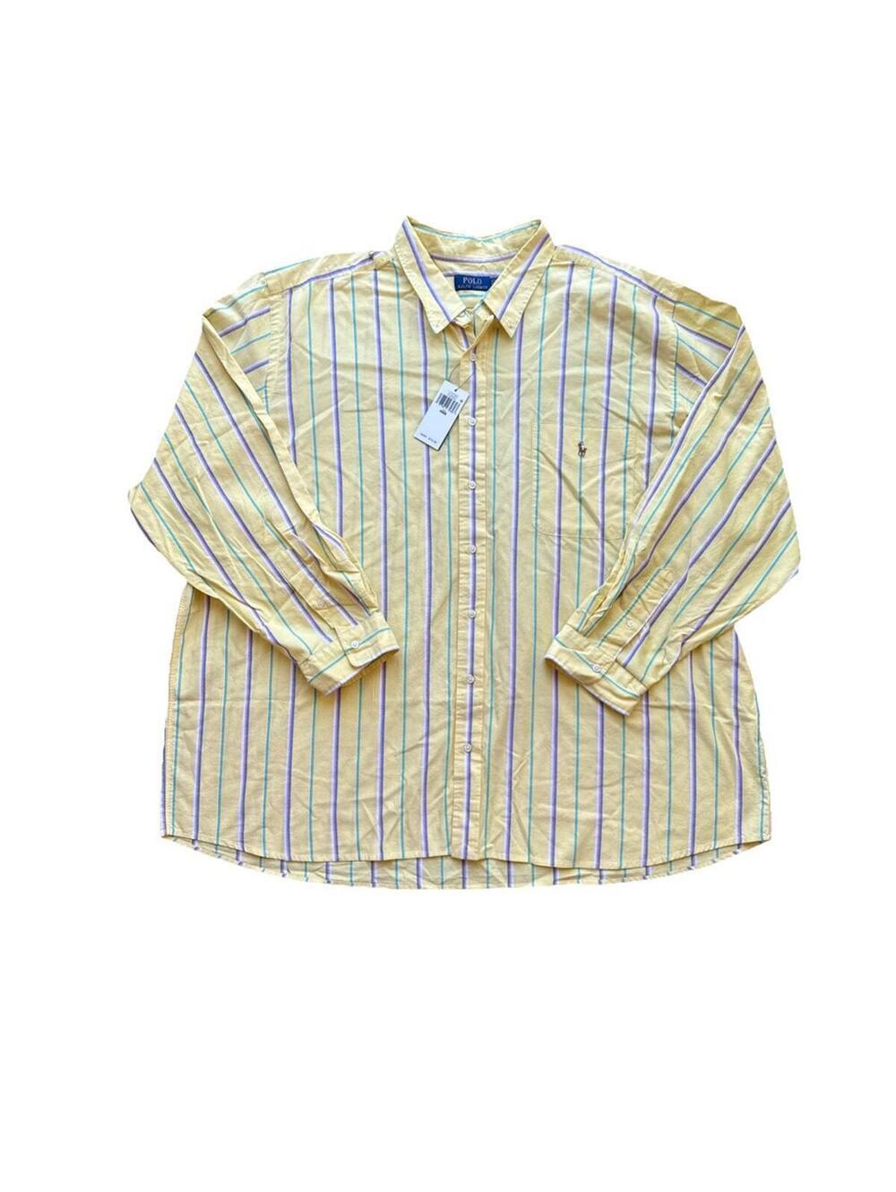 Polo Ralph Lauren Button Down Shirt Men’s 4XB Yellow Striped Cotton NWT $125